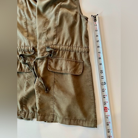 Anthropology Boho Utility Vest Army Olive Green Cinched Waist Flowy Neck - Picture 8 of 12
